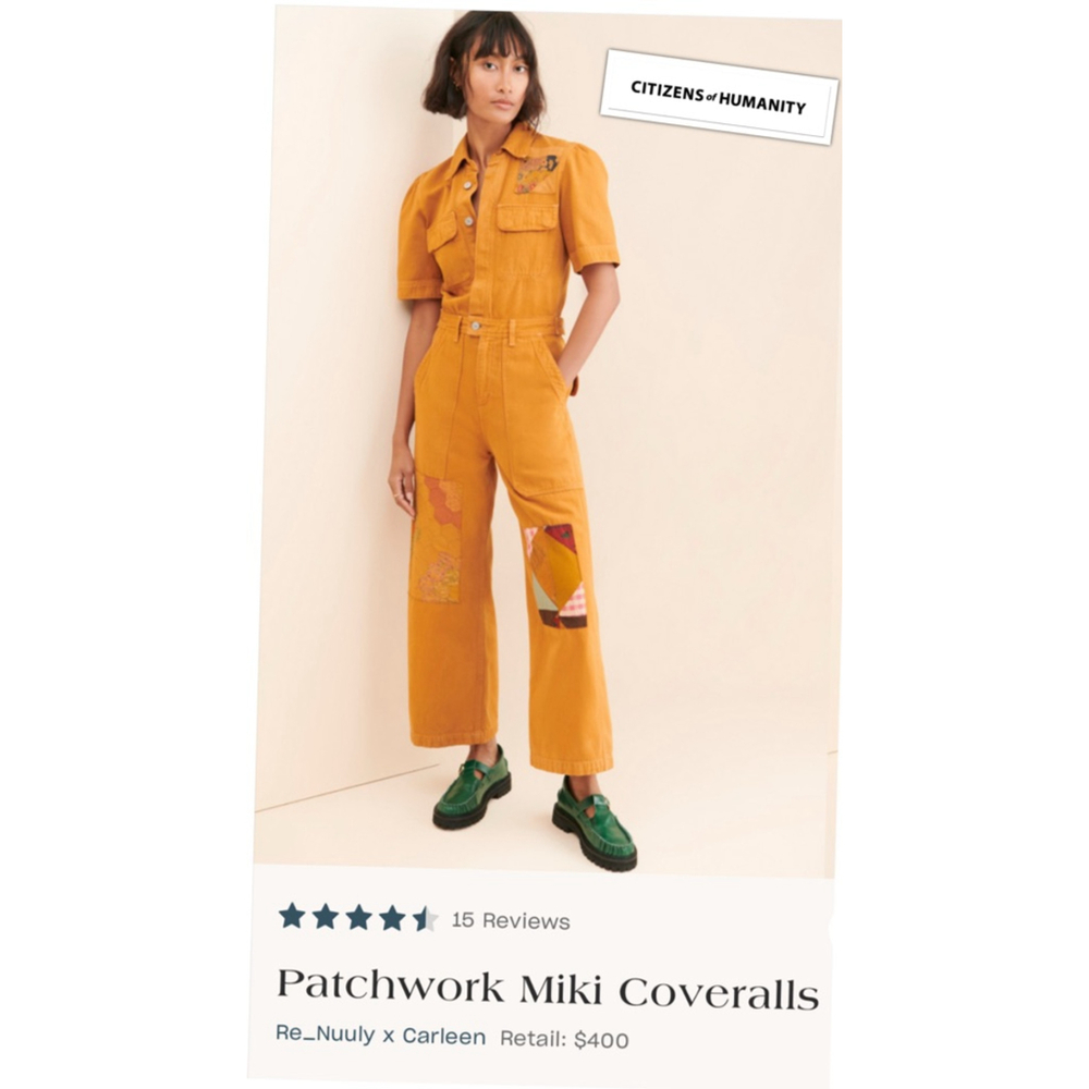 Citizens Of Humanity Mustard Yellow Patchwork Miki Coveralls Jumpsuit